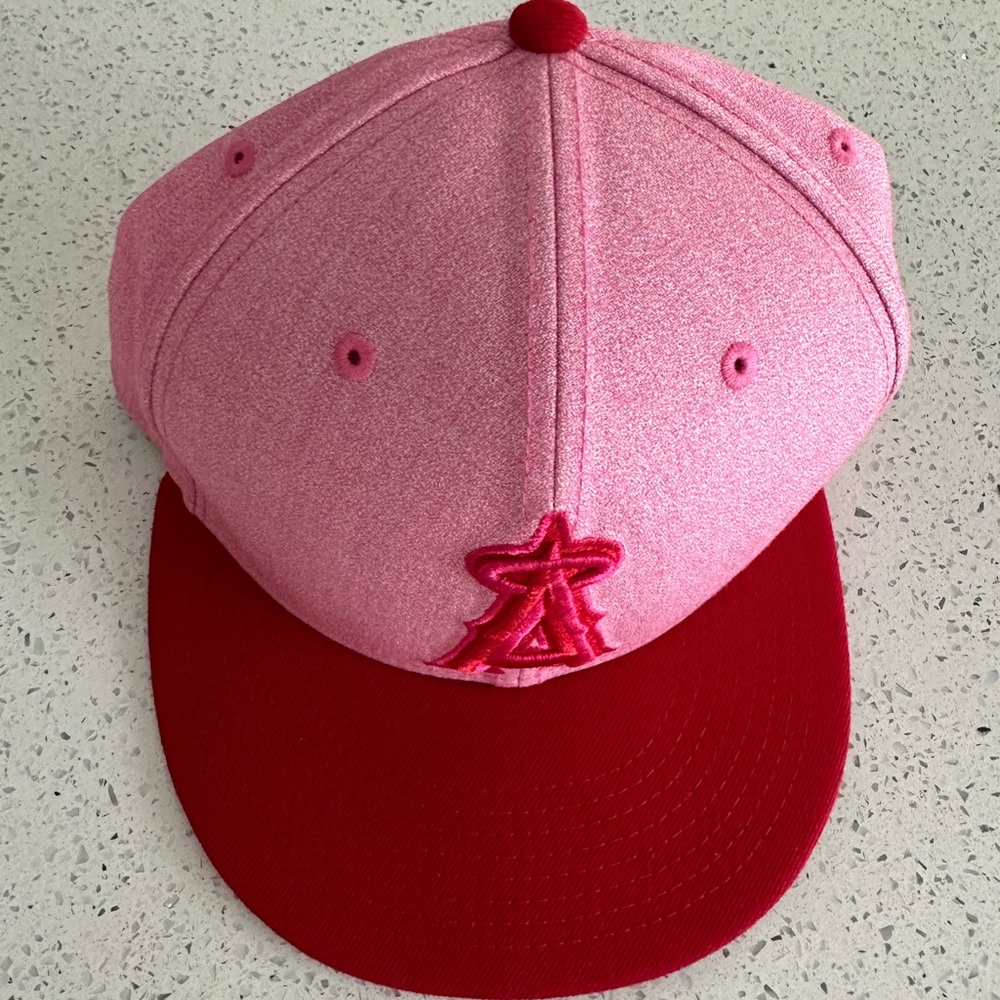 Unique Red & Pink Los Angeles Angels Fitted Hat 7 1/4